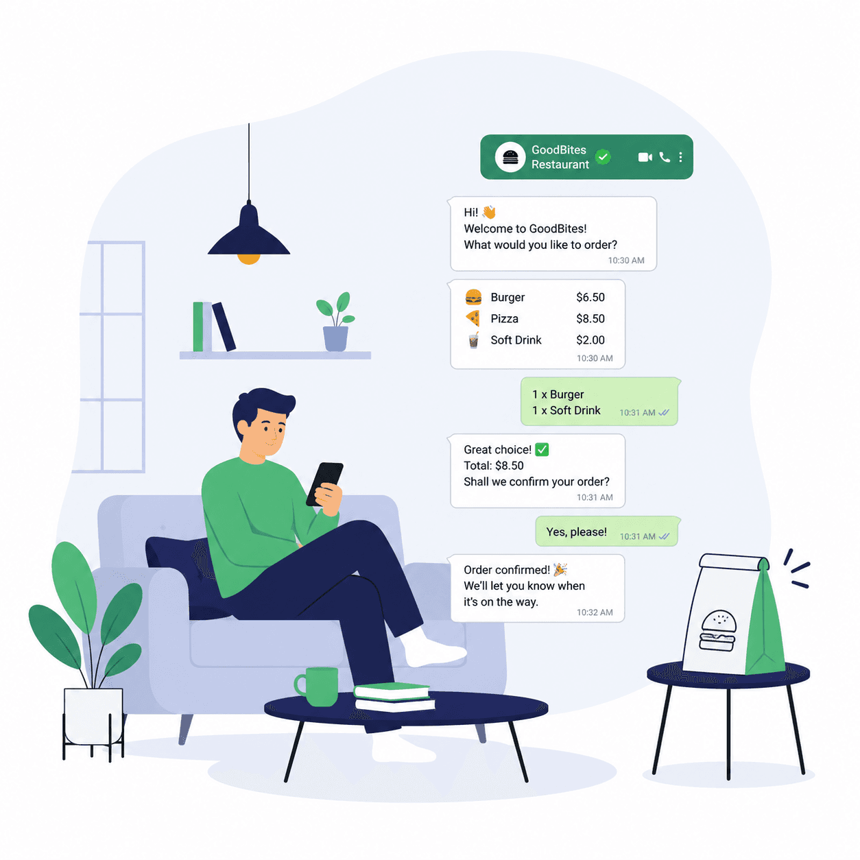 WhatsApp ordering with Robexa for delivery services and restaurants